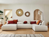 Lisa Design - Onyx - canapé panoramique d'angle Droit 7 Places - en Tissu - Beige