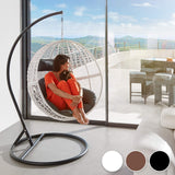 tectake Chaise hamac avec Support en Résine Tressée Fauteuil Suspendu de Jardin Balancelle Transat - diverses Couleurs au Choix - (Marron | No. 401776)