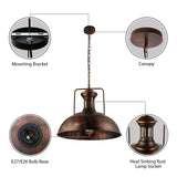 BAYCHEER Lustre Industriel Fer Rétro Abat-jour Suspensions E27 Métal Luminaires Plafonniers