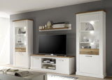 Maisonnerie 1491-131-61 Vitrine Armoire Toronto Style Campagnard Blanc Pin décor, Noyer Satin LxHxP 80x210x42 cm