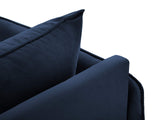 Cosmopolitan Design Velours Méridienne Gauche, Vienna, 1 Place, Bleu Roi, 170x110x95