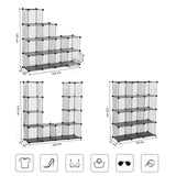 SONGMICS Armoire de Rangement, Étagère, Panneaux en Treillis, 4 Niveaux, 3 Rangs, Grande capacité, Maillet en Caoutchouc Offert, Dimensions 93 x 31 x 123 cm (L x l x H), Noir LPI34H