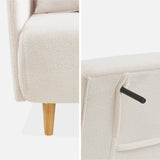 Alice's Home - Canapé Convertible 2 Places scandinave - Panam - Pieds Bois. bouclettes Blanches. Banquette. Dossier inclinable
