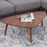Marque Amazon - Rivet - Table basse triangulaire, en noyer et aux pieds en bois massif, 105 x 60 cm