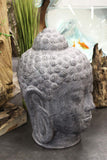 Meubletmoi Tête de Buddha Grise en Terre Cuite - Statue décoration Zen Exotique - Dharma