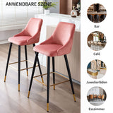 DUHOME Tabouret de Bar, Set de 2 Tabourets en Velours, Chaise de Bar Tabouret de Bar Design Moderne Tabouret de Bar avec Pieds en Métal pour Cuisine Bistro Café Comptoir, Rose