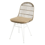 MACABANE Lot de 2 Chaises, Pieds en Métal, Beige/Blanc, 45 x 62 x 85 cm
