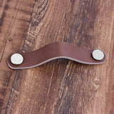 Amarzk Poignée de Cabinet Poignées de Porte de tiroir en Cuir PU Souple Tirez sur Le matériel de Meubles (128mm, Marron)