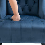 Homcom Fauteuil Chesterfield Grand Confort Dossier Assise capitonné avec Boutons Velours Bleu