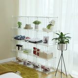 SONGMICS Armoire de Rangement, Étagère, Panneaux en Treillis, 4 Niveaux, 4 Rangs, Grande capacité, Maillet en Caoutchouc Offert, Dimensions 123 x 31 x 123 cm (L x l x H), Blanc LPI44W