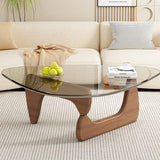 QWPDWA Table Basse Triangulaire en Verre, Table Basse Moderne, Base en Bois Massif et Plateau en Verre Transparent Triangle Table D'appoint Moderne pour Salon, Patio, Étude