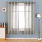 Doconovo Lot de 2 Rideaux Voilages Effet Lin à Oeillets pour Chambre 140x180 cm Lin