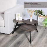 Aingoo Petite Table Basse avec 3 Dessus de Style Industriel Tables Gigognes Tables D'appoint en MDF avec Pieds en Métal, Marron