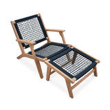 Alice's Garden - Fauteuil Relax - Puno - Eucalyptus FSC, Corde Noire, avec Repose-Pieds