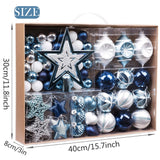 Valery Madelyn 70pcs Boules de Noël Ornements 3-6cm, décoration de Boules de Noël incassables en Plastique Bleu et Argent, Cadeaux de pendentifs de Sapin de Noël (souhaits d'hiver)