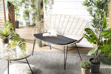 Canapé 2 Places Rotin Naturel Newport Coussin Noir Pieds Métal