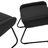 WOLTU SKS17dgr Fauteuil Relaxant avec Tabouret Repose-Pieds Fauteuil TV Relax pour détente rembourré en Tissu, Gris Foncé