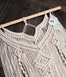 Mkouo Macramé Mural à Suspendre pour Plante Suspension Corde Driftwood Decor Bohême Tricoté en Coton Décor Tapisserie, 17" W x 26" L