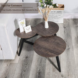 Aingoo Petite Table Basse avec 3 Dessus de Style Industriel Tables Gigognes Tables D'appoint en MDF avec Pieds en Métal, Marron