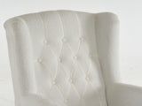 VOLERO' Fauteuil Design rétro, modèle Artemide, revêtement en Velours, Structure et Pieds en Bois (Blanc Blouclè)