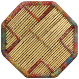 Festnight Table Basse en Bambou avec Détails Chindi Multicolore 60 x 60 x 45 cm