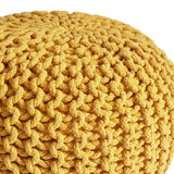 casamia Pouf en Tricot pour Pouf - Coussin de Sol Rond - Pouf en Tricot - Diamètre 45 cm - Hauteur 30 cm, Jaune Soleil