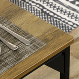 HOMCOM Ensemble Table à Manger et 2 bancs Structure Acier Table pour 4 Personnes 120 x 70 x 75 cm Banc 100 x 30 x 45 cm pour Cuisine Salle à Manger Salon Naturel et Noir