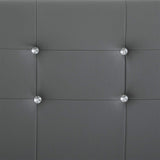 IDIMEX Lit Double pour Adulte Josy Couchage 140 x 190 cm avec sommier 2 Places / 2 Personnes, tête et Pied de lit capitonnés avec Strass, revêtement synthétique Gris