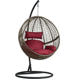 tectake Chaise hamac avec Support en Résine Tressée Fauteuil Suspendu de Jardin Balancelle Transat - diverses Couleurs au Choix - (Marron | No. 401776)