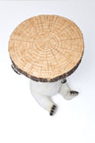 Kare Design Table d'appoint Animal, Petite Table Basse Ronde, Aspect Bois, Figurine Animale comme Fantaisie,  Ø37cm, Ours Polaire, 53x37x37cm
