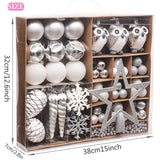 Victor's Workshop 90pcs Boules De Noël Boules De Noël Ensemble, Ruban Et Blanc en Plastique Incassable Boules De Noël Décoration, Sapin De Noël Pendentifs Cadeaux (Frozen Winter)