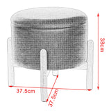 eSituro SOM0113 Tabouret Pouf Rond de Rangement avec Couvercle Amovible,Tabouret Coffre en Tissu et Bois Massif Gris Clair