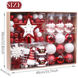 Valery Madelyn 70pcs Boules de Noël Ornements 3-6cm, décoration de Boules de Noël incassables en Plastique Rouge et Blanc, pendentifs de Sapin de Noël Cadeaux (Traditionnels)