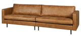 PEGANE Canapé 3 Places en Cuir et Polyester Coloris Cognac - Dim : H 83 x L 275 x P 88 cm