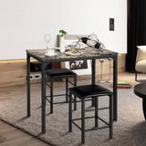 COSTWAY Ensemble de Table et 2 Chaises Cuisine Set Table Chaises Rectangulaire Salle à Manger en Bois+Eponge 90 x 60 x 82 cm et 35 x 35 x 50.5 cm