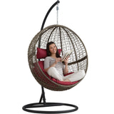 tectake Chaise hamac avec Support en Résine Tressée Fauteuil Suspendu de Jardin Balancelle Transat - diverses Couleurs au Choix - (Marron | No. 401776)