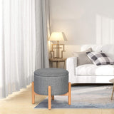 eSituro SOM0113 Tabouret Pouf Rond de Rangement avec Couvercle Amovible,Tabouret Coffre en Tissu et Bois Massif Gris Clair