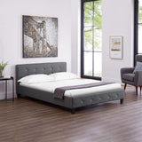 IDIMEX Lit Double pour Adulte Josy Couchage 140 x 190 cm avec sommier 2 Places / 2 Personnes, tête et Pied de lit capitonnés avec Strass, revêtement synthétique Gris