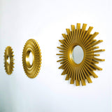 Miroir Murale 3 Pièces - BONNYCO | Miroir Rond pour Decoration Murale dans Maison, Salon et Chambre | Miroir Soleil Accrocher au Mur Original Cadeau Femme et Maman | Miroir Doré pour Décoration