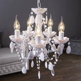 Rétro lustre en acrylique "POMP" | Ø 40 cm, blanc, 5 tambours branches | suspension style baroque