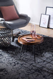 FineBuy Table d'appoint Rond 46 x 40 x 46 cm Sheesham Bois Massif métal Table Basse | Style Industriel Bois véritable Table de Salon | Table en Bois Jambes métalliques | Add on Table Table décorative