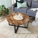 VASAGLE Table Basse Ronde, Table de Salon, Style Industriel, Cadre Métallique Durable, Facile à Assembler, pour Salon, Chambre à Coucher, Marron Rustique LCT88X
