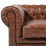 Canapé 2 à 3 Places en Simili Cuir Marron Vintage Chesterfield