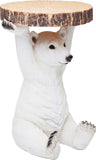 Kare Design Table d'appoint Animal, Petite Table Basse Ronde, Aspect Bois, Figurine Animale comme Fantaisie,  Ø37cm, Ours Polaire, 53x37x37cm