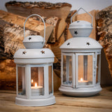 Nicola Spring Lanterne Porte-Bougie à Suspendre - métal/Style Vintage - intérieur/extérieur - Gris - 20 cm