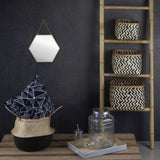 Black Velvet Studio Miroir Mural Mirror Round Mural décoratif, métal, rotin Naturel, Style Ethnique, Nordique, pour Salle de Bain ou Hall d'entrée, Coleur d'or, 26x30x1 cm.