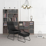 WOLTU SKS17dgr Fauteuil Relaxant avec Tabouret Repose-Pieds Fauteuil TV Relax pour détente rembourré en Tissu, Gris Foncé