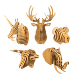 bambuswald Tête d'animal en Bois - Trophée/Décoration en Optique 3D - Cerf 40x25x55 | Chambre Bébé & Enfant | Décoration Murale | Panneau Mural Animal Trophy Wandskupltur Tête + Manuel Allemand
