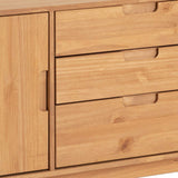 IDIMEX Buffet Tivoli Style scandinave Design Vintage Nordique Commode bahut vaisselier avec 3 tiroirs et 2 Portes battantes, en pin Massif Finition Bois Naturel teinté
