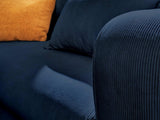 Lisa Design - Billie - canapé 3 Places - Convertible avec Coffre - en Velours côtelé - Bleu Ardoise